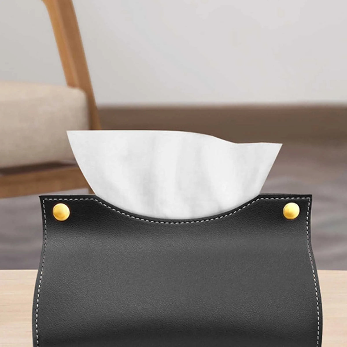 PU Leather Tissue Box Cover Holder | Elegant Desktop Organizer