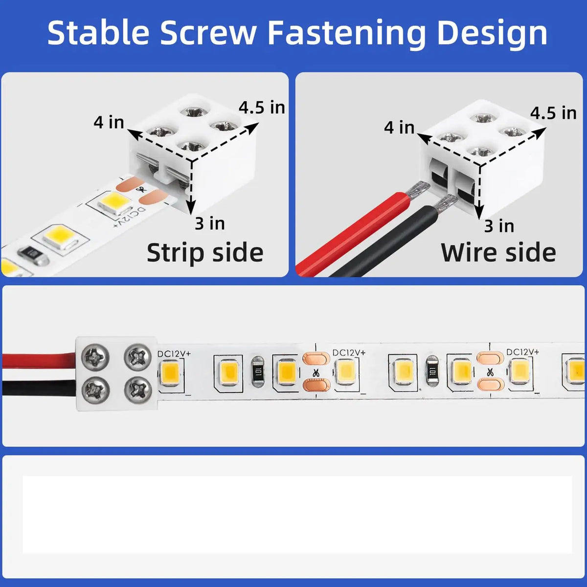 8mm LED Strip Light Connector – No-Solder Wire Adapter