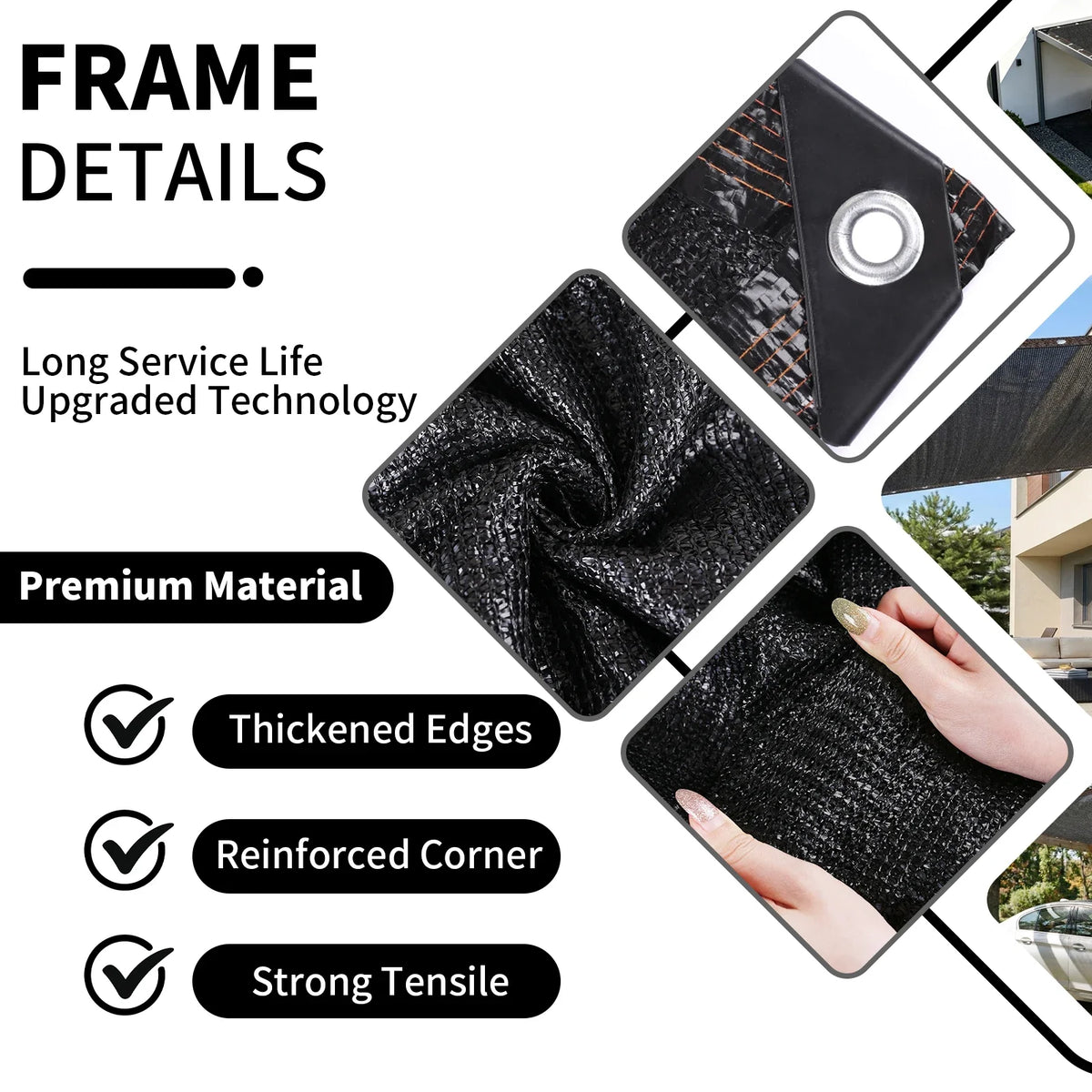 Outdoor Sun Shade Net with Grommets | UV Mesh Tarp Cover