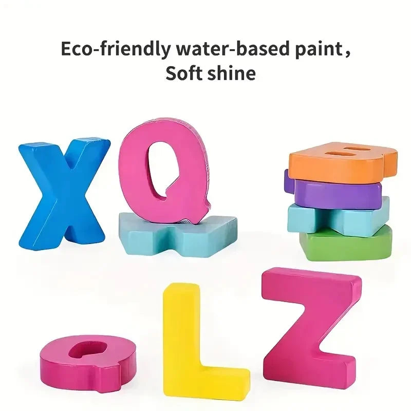 2-Pack Wooden Puzzles Toddlers Alphabet Number Matching Games
