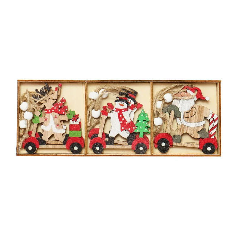 Christmas Decorations Wooden Elderly Snowman Combination Hanging Tree