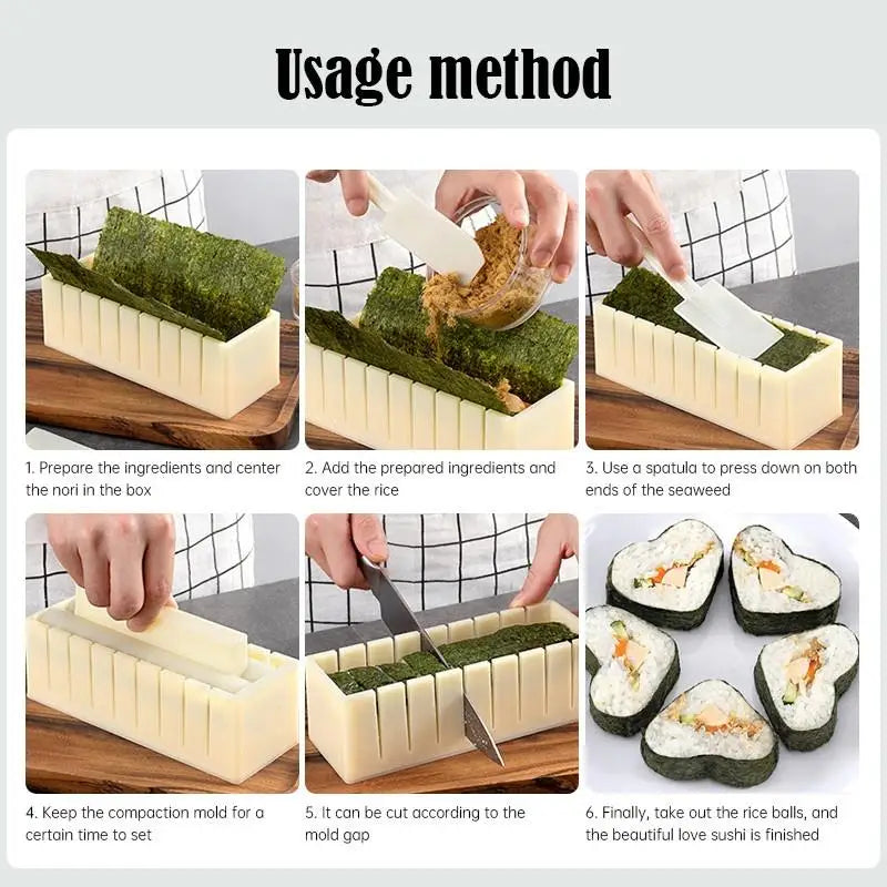 10-Piece Sushi Making Kit with 4 Shape Molds & Sushi Knife
