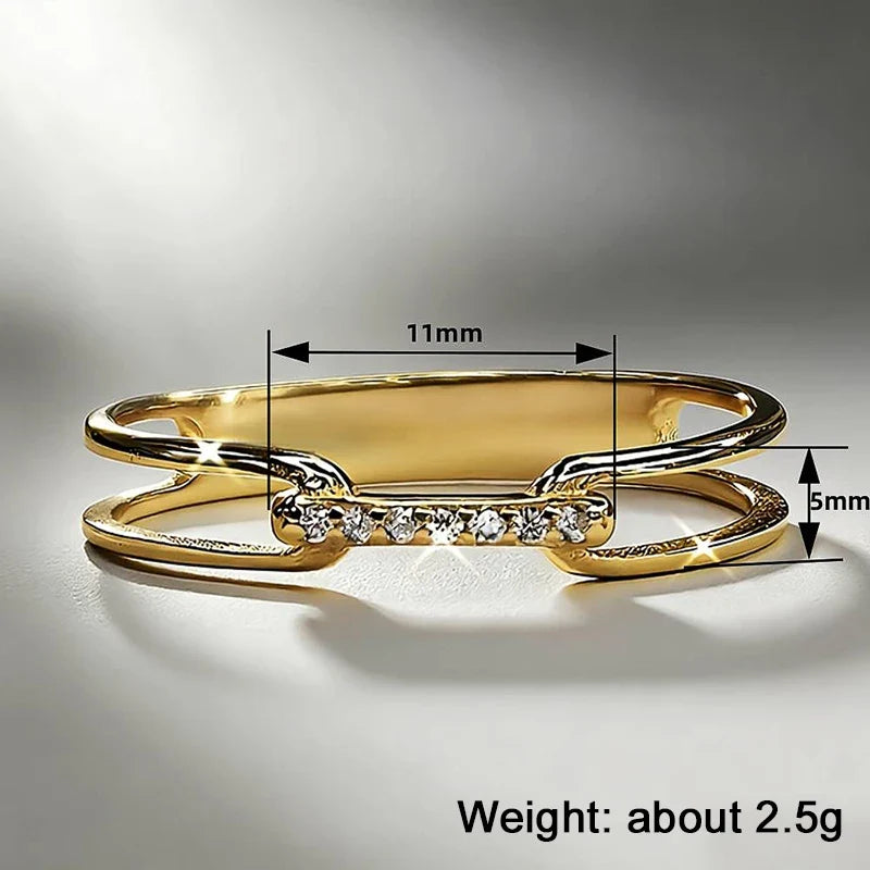 Huitan Chain Link Ring Women – CZ Brass Fashion Ring
