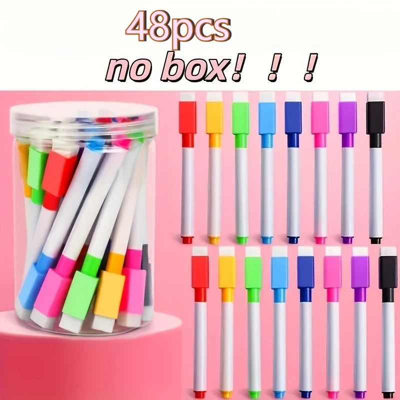 24/48-Pack Dry Erase Markers – Whiteboard, Glass & Plastic