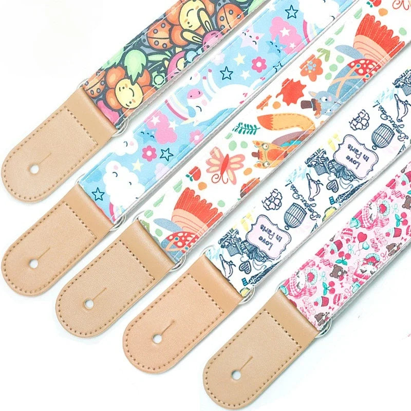 Cartoon Ukulele & Guitar Strap – Adjustable Fabric Belt