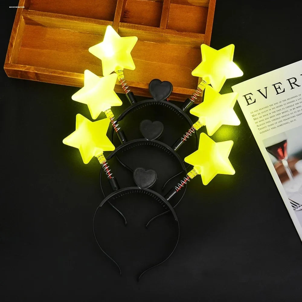 LED Shinning Bouncing Star Shape Headband Year Birthday Party Hair