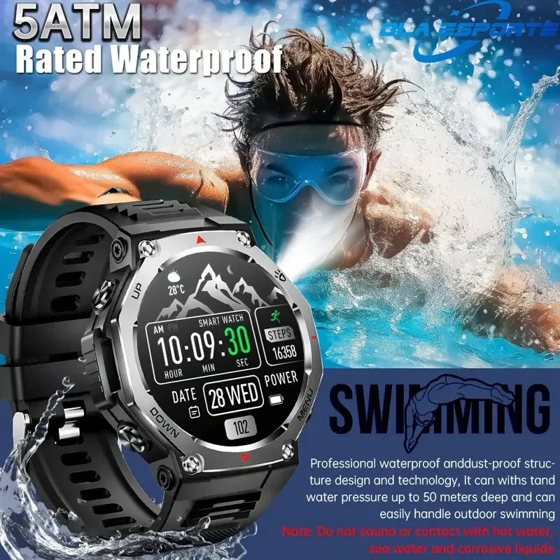 Professional 50 Meters Swimming Smartwatch BT Call Amoled Screen