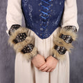 1 Medieval Viking Knight Wristband Faux Fur PU Leather Bracers Pirate