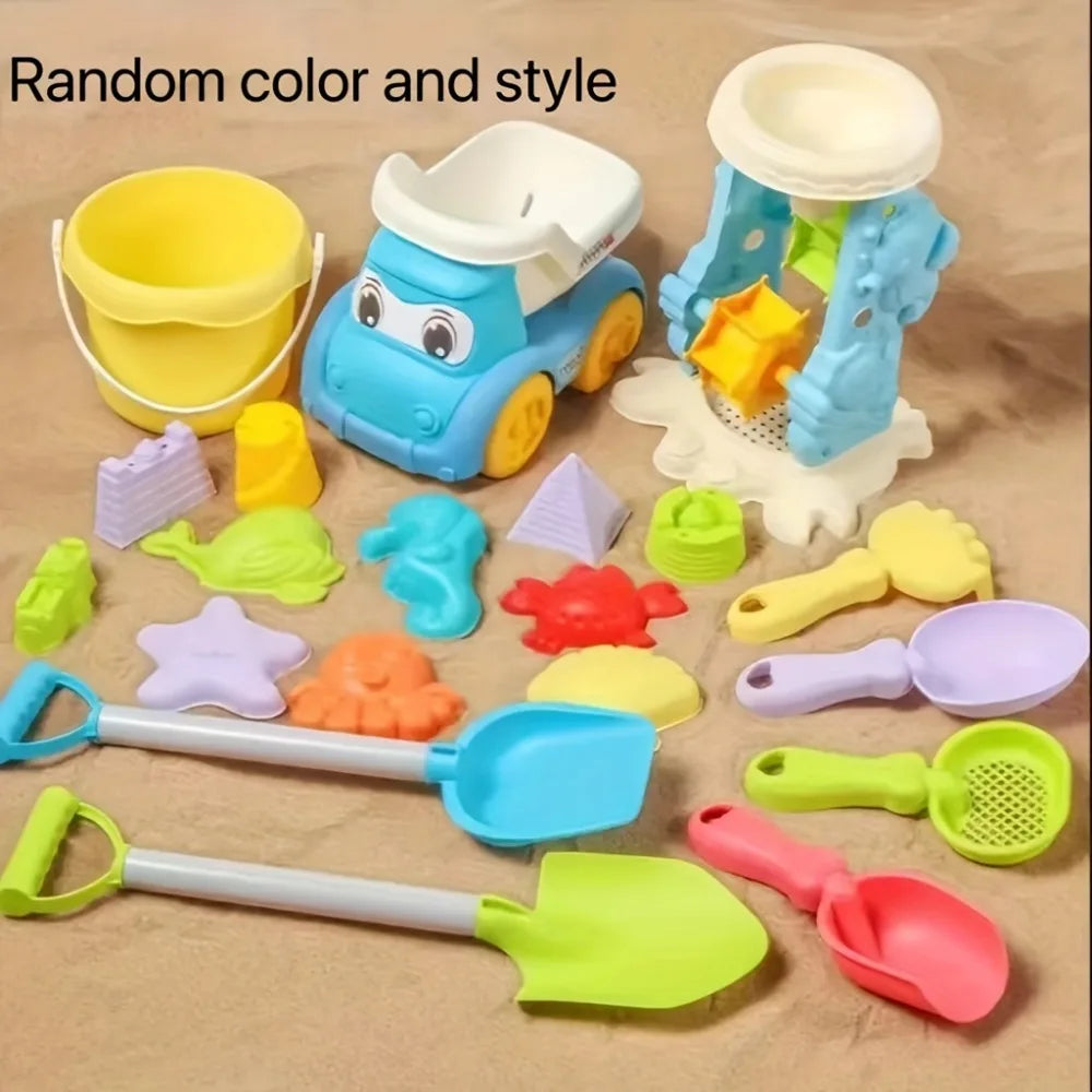 Kids Beach Sand Toys Set – Bucket, Shovel, Rake & Dino Molds