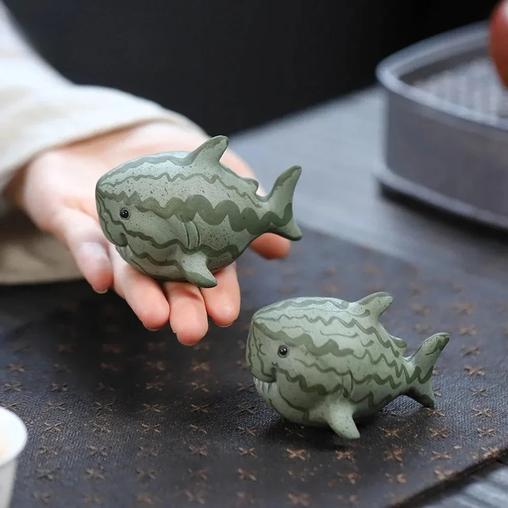 Watermelon Shark Purple Clay Tea Pet | Handmade Sculpture