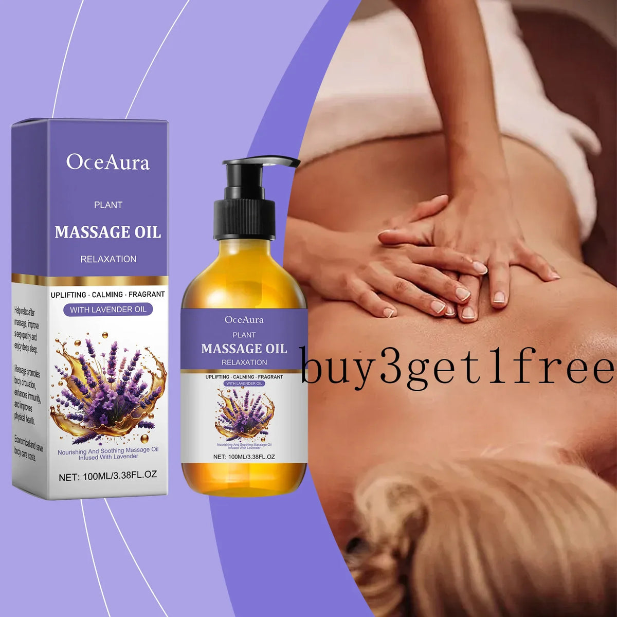 OceAura Lavender Essential Oil Body Massage Oil 100ml