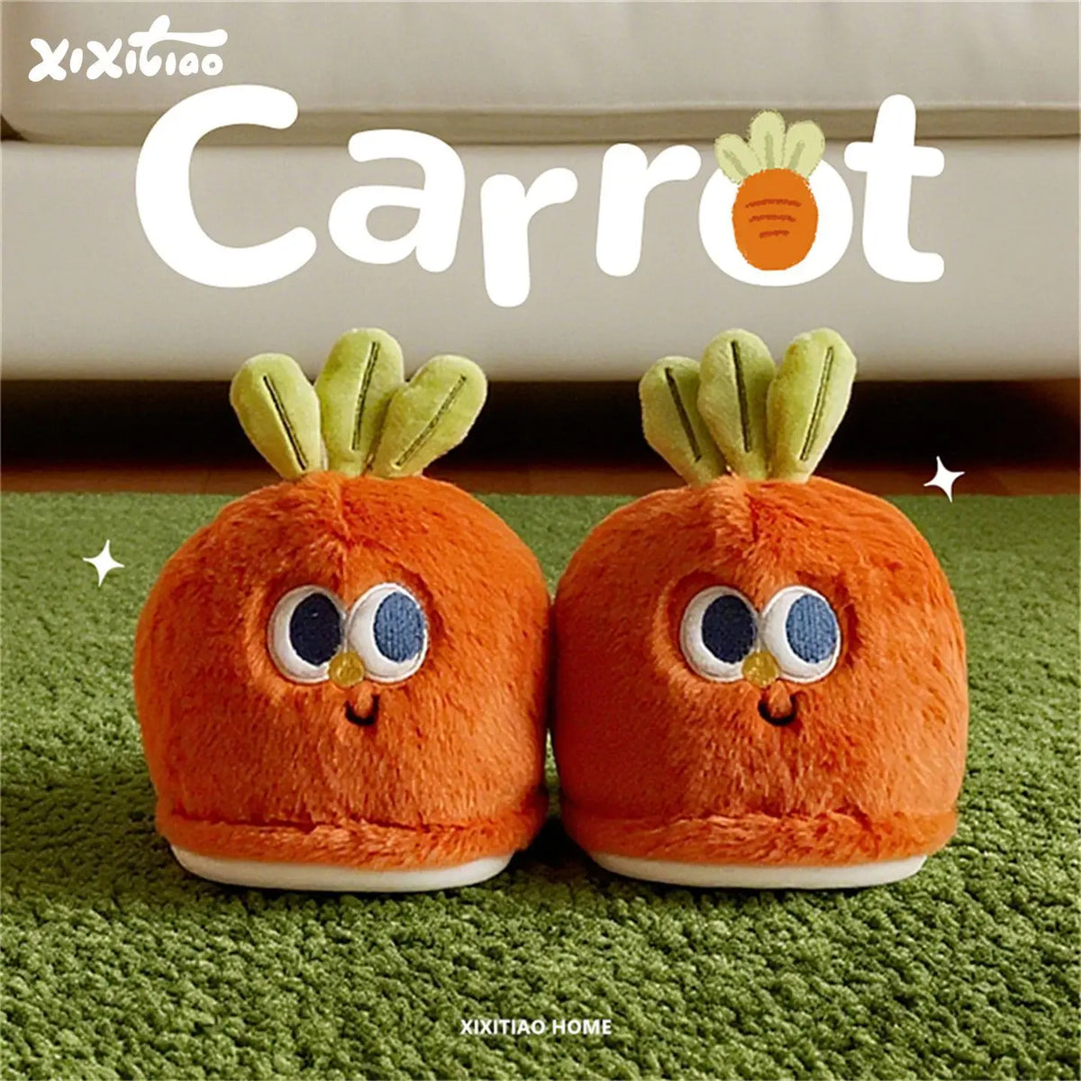 Lorilury Carrot Fur Slippers – Women's Novelty Indoor Slides