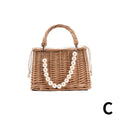 Women's Handmade Straw Woven Crossbody Bag – Floral Basket Purse