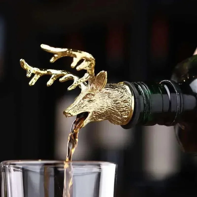 Deer Head Wine Bottle Stopper | Zinc Alloy Bar Accessory