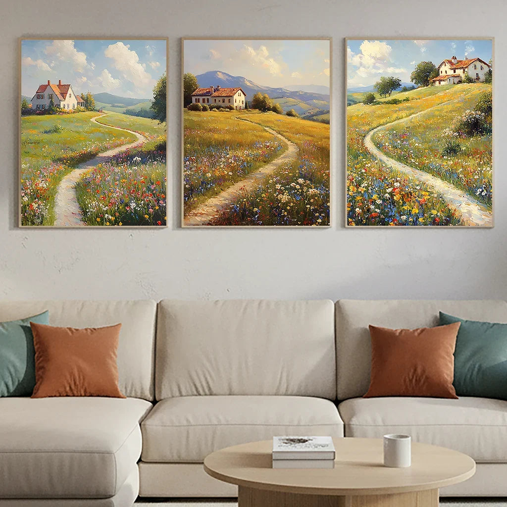Nordic Wildflower Botanical Canvas Wall Art | Meadow Poster Print