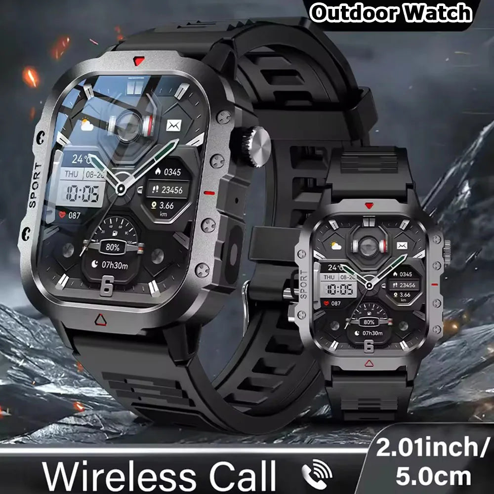 Military GPS Smart Watches Men Flashlight Waterproof Outdoor Sport
