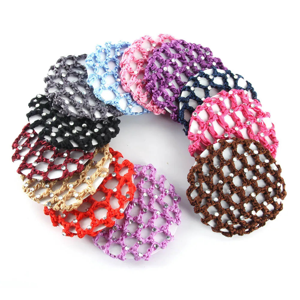 Pearl Rhinestone Bun Cover Hair Net | Ballet Dance Elastic