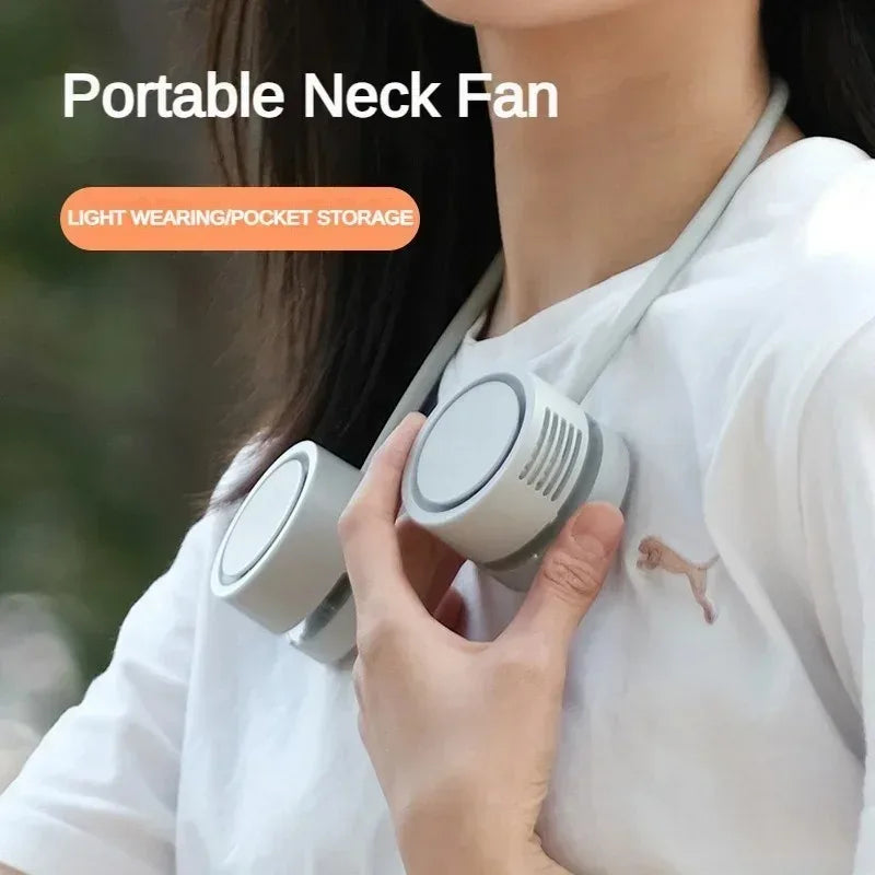Bladeless Wearable Neck Fan – 3-Speed 360° Rechargeable