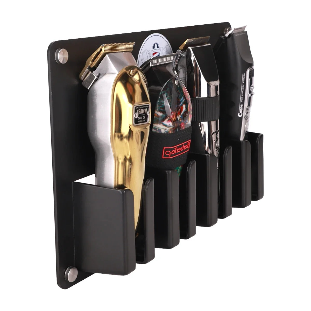 4-Slot Wall Mount Hair Clipper Holder | Rust-Proof Barber Rack