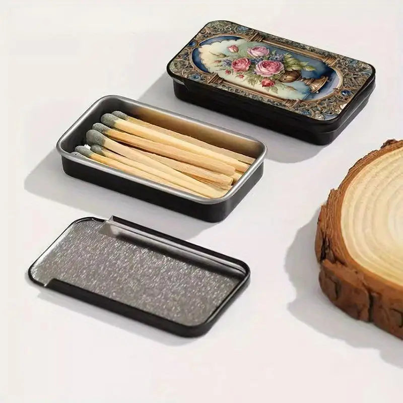 Retro Metal Pull-Out Storage Box – Matches, Coins & Accessories
