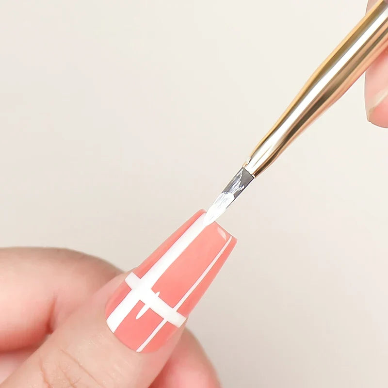Dual-End Nail Art Liner & Grid Brush | DIY Stripe Design