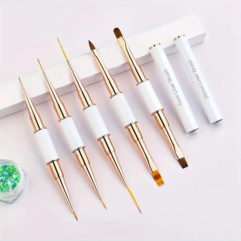 5-Piece Double-Ended Nail Art Brush Set | Liner & Detail Pens