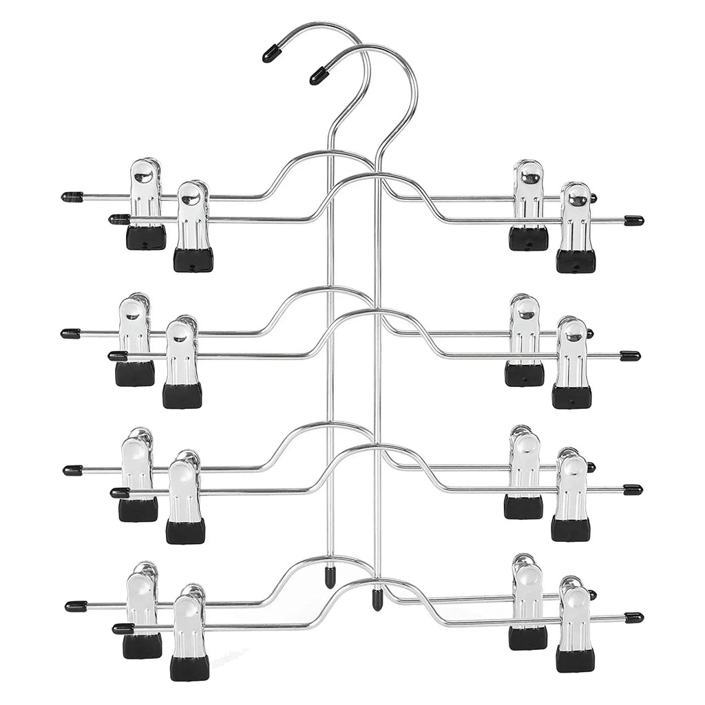 A36T-4 Tier Pants Hangers Metal Skirt Clips Trouser Hanger Slacks