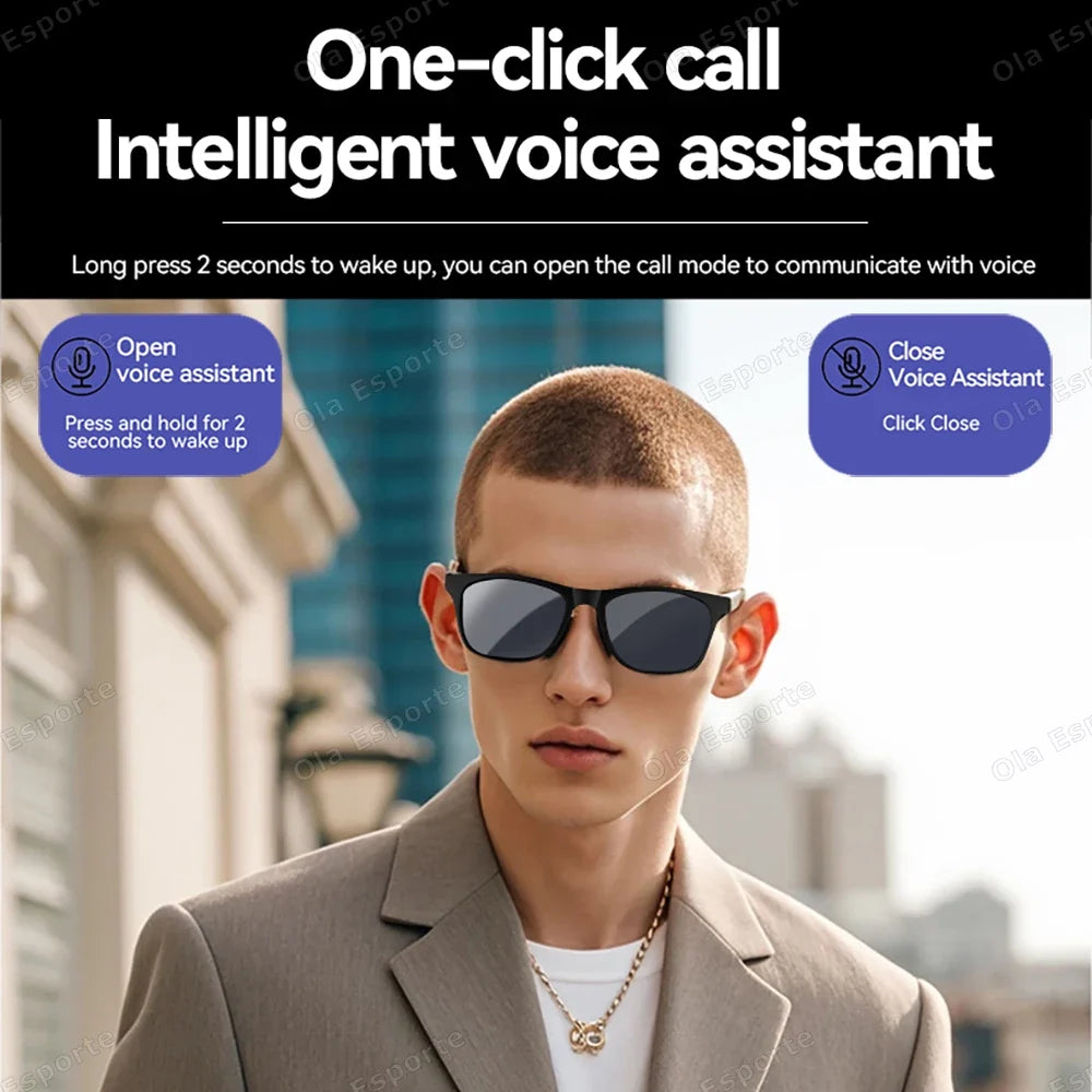 AI Bluetooth Smart Sunglasses UV Music Voice Control 5.3
