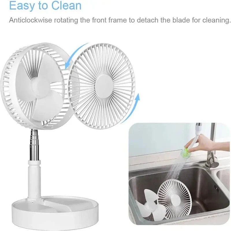 Mini Foldable Bladeless Rechargeable Fan – Adjustable Height