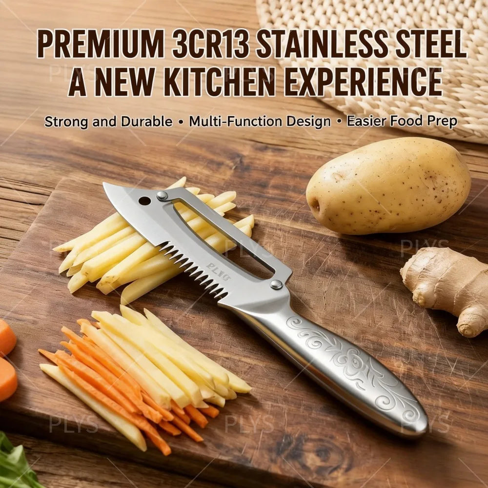 PLYS 3-in-1 Paring Knife & Vegetable Peeler | Stainless Steel