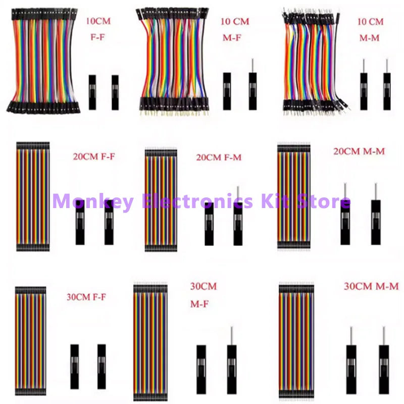 40-Pin Dupont Jumper Wires M/M M/F F/F – Arduino DIY Cables
