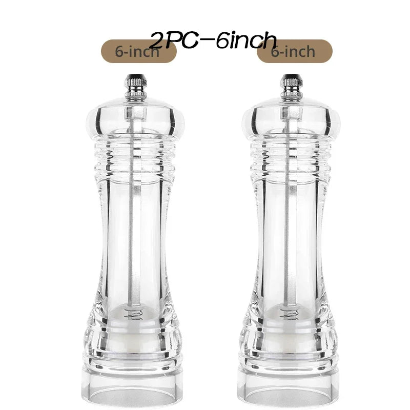 Acrylic Pepper Mill & Salt Shaker Set – Ceramic Grinder Combo