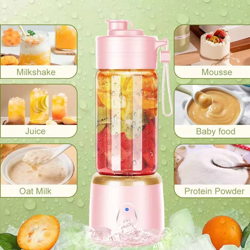 Rechargeable Portable Electric Fruit Blender – 400ml Travel