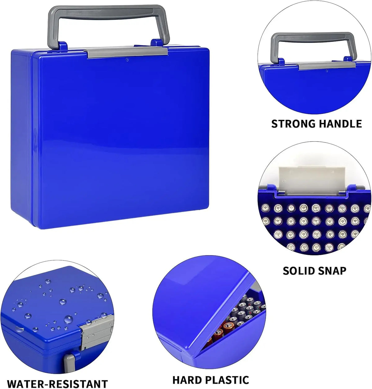 Battery Organizer Storage Box – Holds 72 AA & AAA Batteries