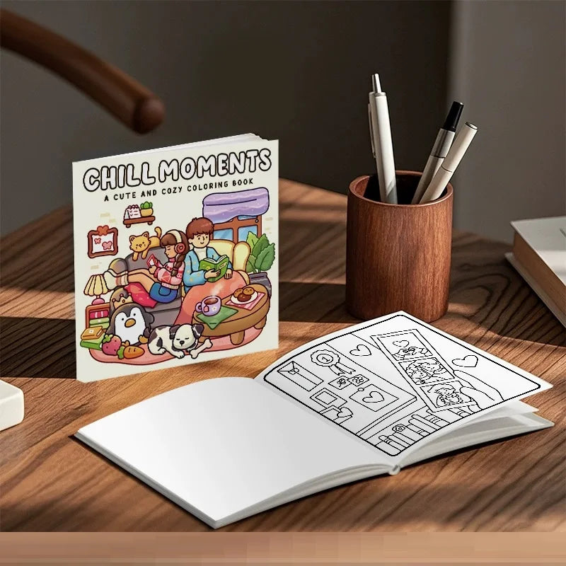 CHILL MOMENTS Coloring Book Adults Featuring Cute Cozy Daily