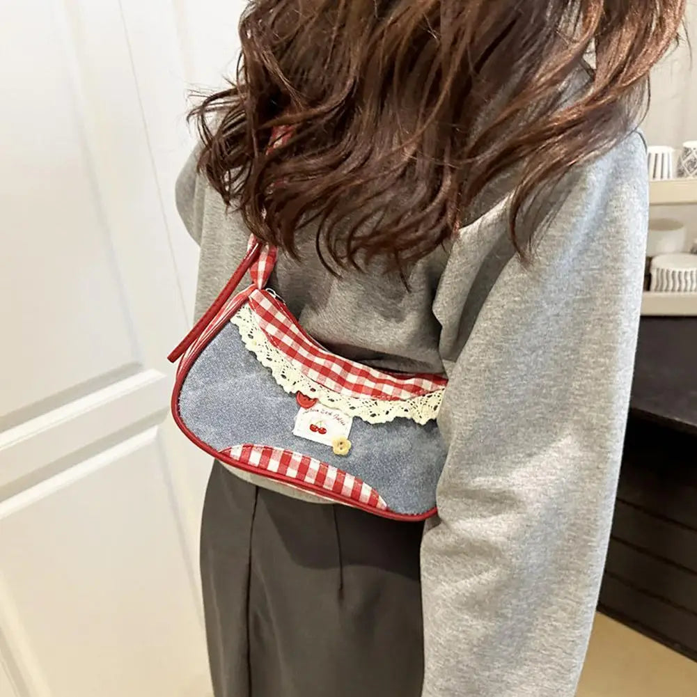Korean Grid Mini Crossbody Bag | Adjustable Shoulder Strap