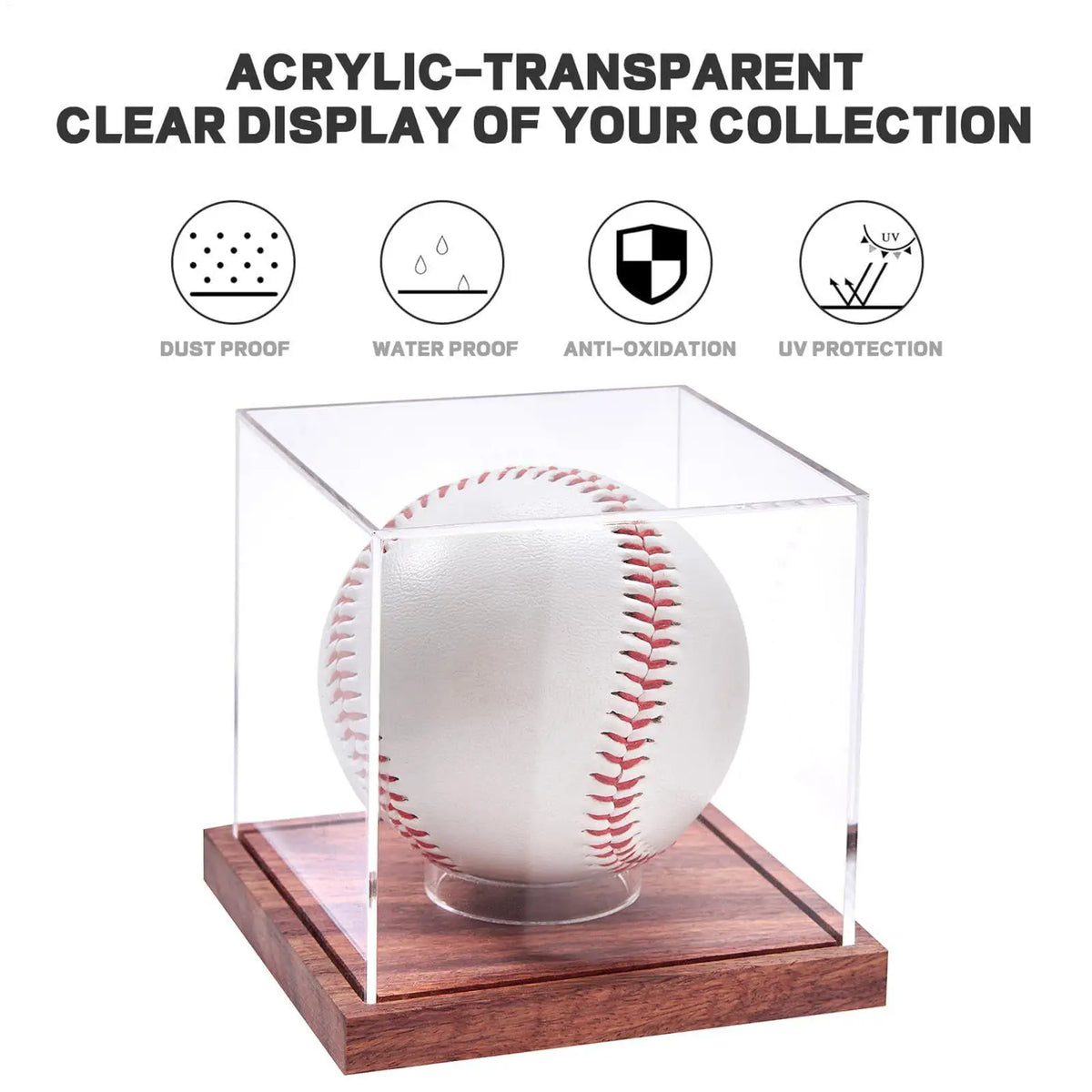 Baseball Display Case Game Ball Acrylic Clear Sports Souvenirs