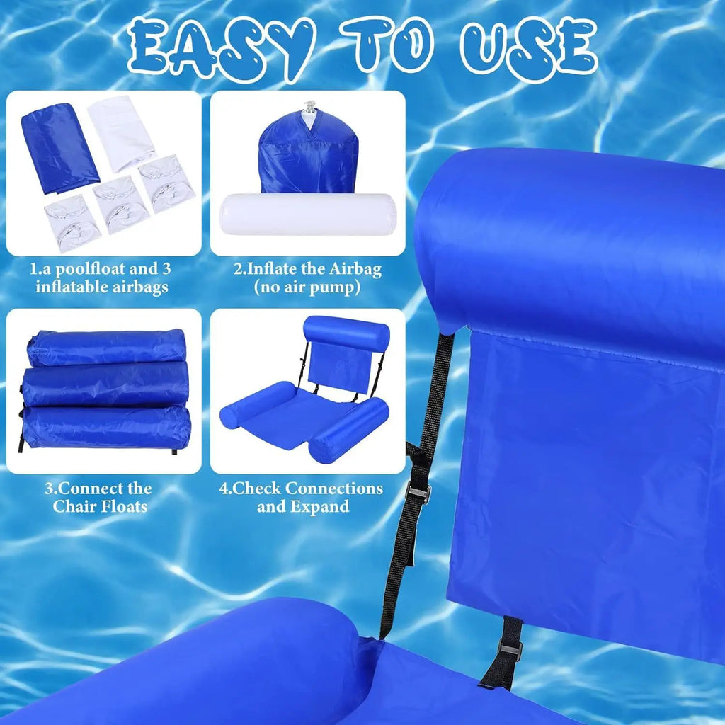 Inflatable Pool Float Hammock Lounge Chair & Water Mat