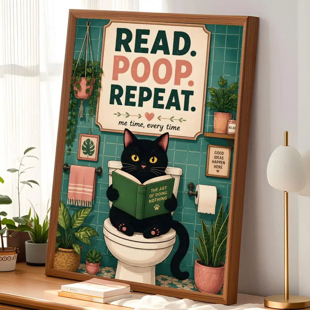 Funny Cat Slogan Self-Stick PVC Wall Art Poster – Waterproof