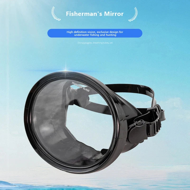 Oval Freediving Mask – Panoramic Tempered Glass Snorkel Goggles