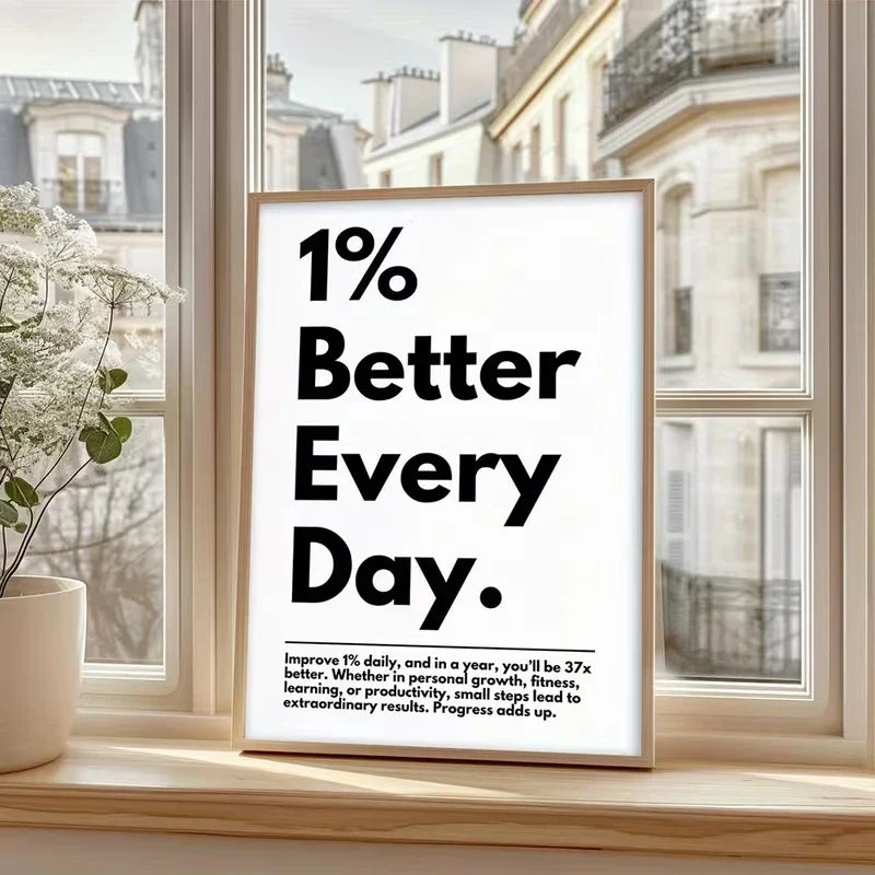 "1% Better Every Day" Motivational Canvas Wall Art Print