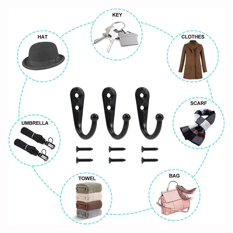 Multipurpose Aluminum Alloy Wall Hooks with Screws | Kitchen & Bath