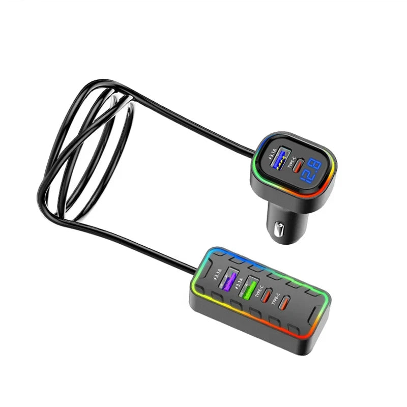 22.5W 7-Port Fast Car Charger – USB & Type-C Family Adapter