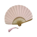 Shell-Shaped Folding Hand Fan | Bamboo & Cotton Linen Retro