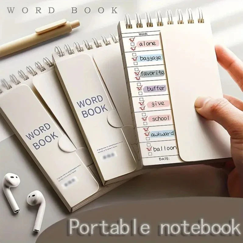 Spiral Vocabulary Word Book Portable Pocket Notebook Check List Cover