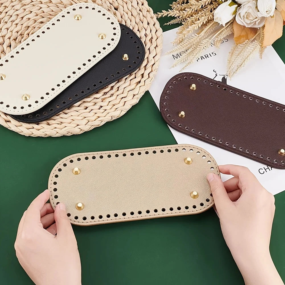 Crochet Bag Bases with Holes – Oval PU Leather DIY Purse Base