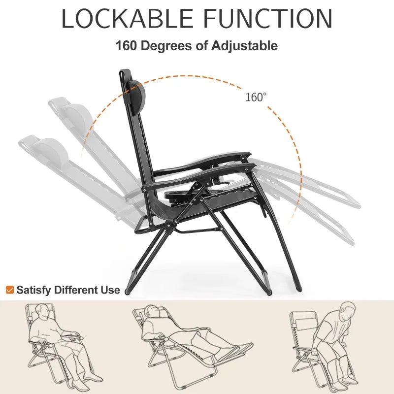 Zero Gravity Recliner Chair – Foldable Outdoor Lounge with Tray