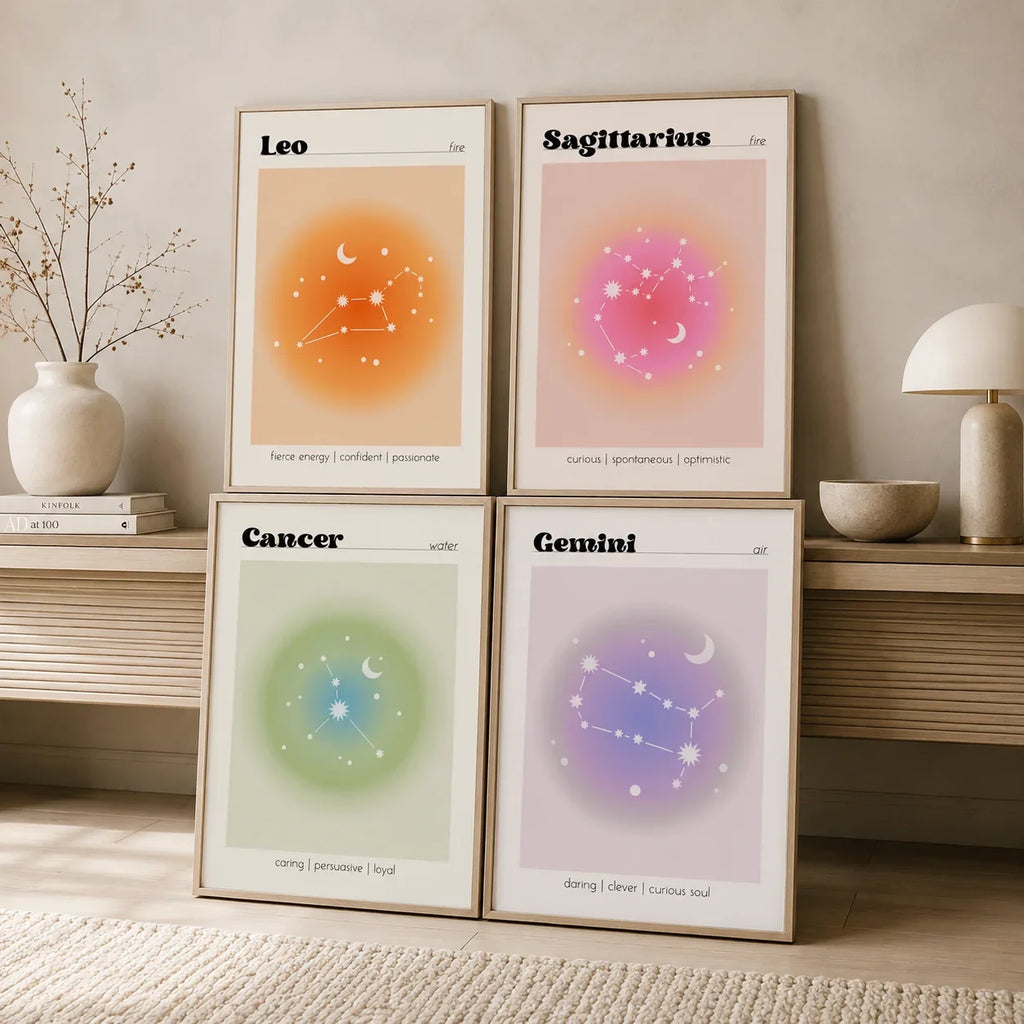 Nordic Constellation Canvas Wall Art | Astrology Gradient Poster