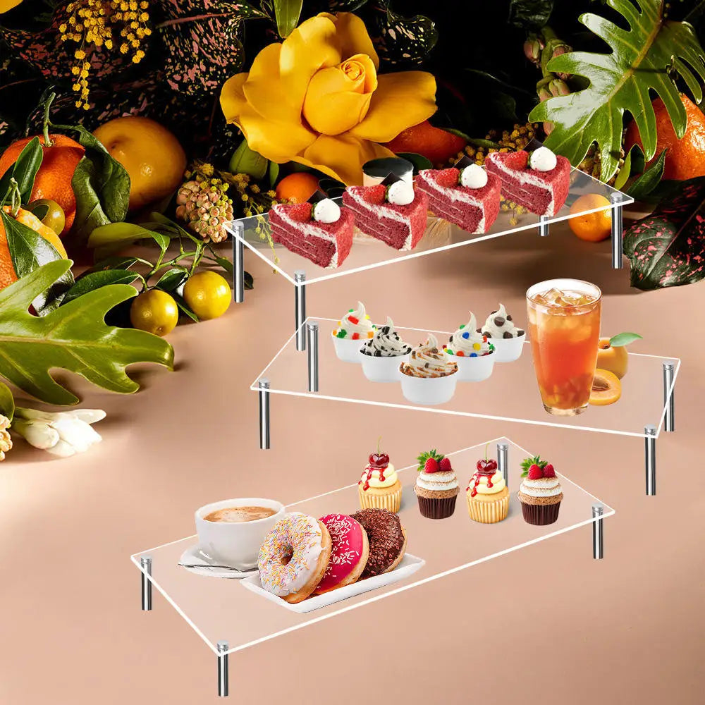 Stainless Steel Stand Acrylic Display Stands Clear Shelf Cupcake