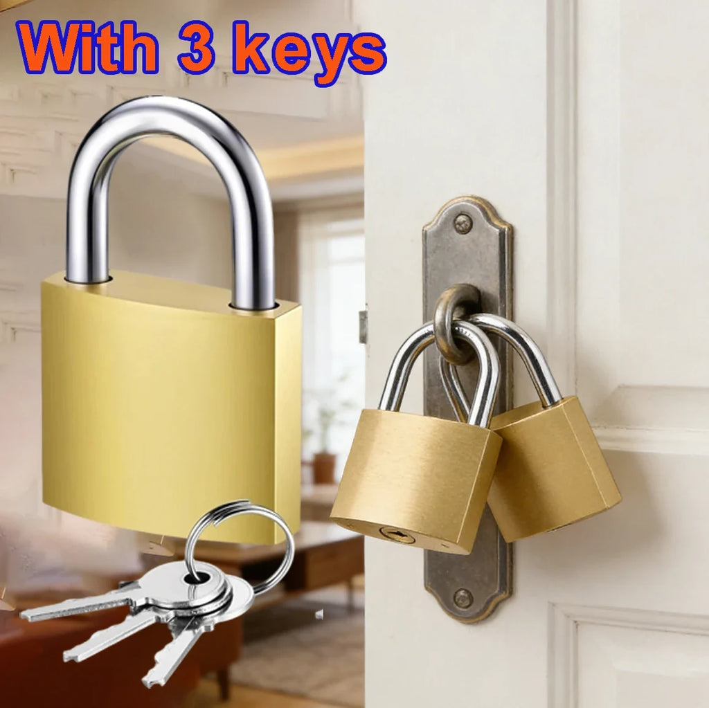 Golden Heavy-duty Keyed Padlocks Keys Large Locks Secure Locker
